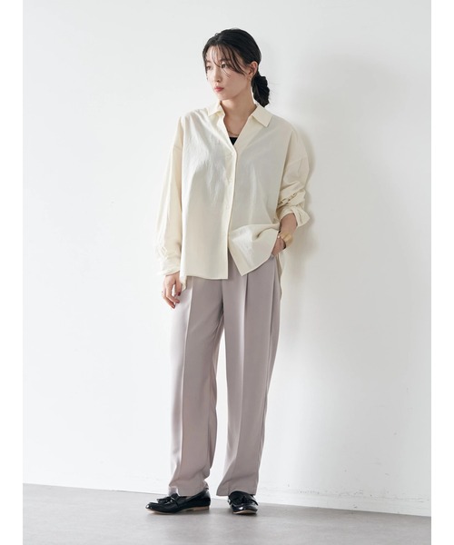 earth music&ecology（アースミュージックアンドエコロジー）の「スキッパーシャツ（シャツ/ブラウス・レディース・ブルー/アイボリー/ブラウン・FREE）」の7枚目の写真