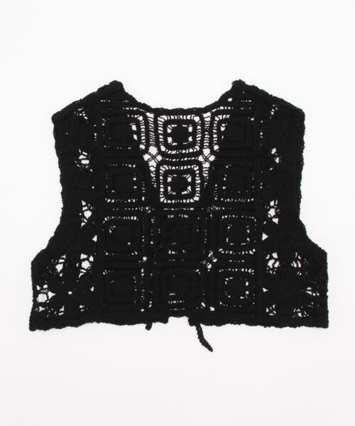 ehka sopo（エヘカソポ）の「モチーフレースベスト（ベスト・レディース・ブラック/オレンジ/キナリ/グリーン・ﾌﾘ-）」の5枚目の写真