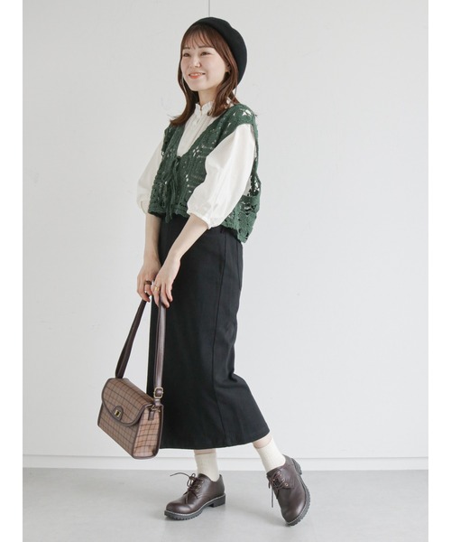 ehka sopo（エヘカソポ）の「モチーフレースベスト（ベスト・レディース・ブラック/オレンジ/キナリ/グリーン・ﾌﾘ-）」の7枚目の写真