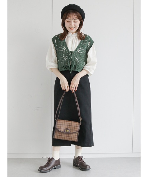 ehka sopo（エヘカソポ）の「モチーフレースベスト（ベスト・レディース・ブラック/オレンジ/キナリ/グリーン・ﾌﾘ-）」の8枚目の写真