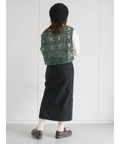 ehka sopo（エヘカソポ）の「モチーフレースベスト（ベスト・レディース・ブラック/オレンジ/キナリ/グリーン・ﾌﾘ-）」の9枚目の写真