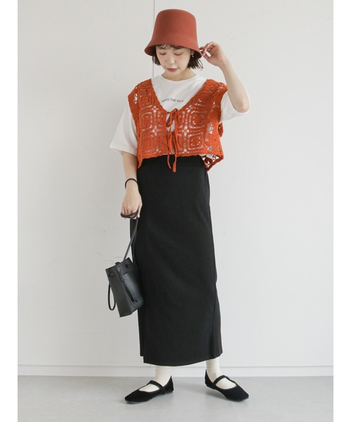 ehka sopo（エヘカソポ）の「モチーフレースベスト（ベスト・レディース・ブラック/オレンジ/キナリ/グリーン・ﾌﾘ-）」の13枚目の写真