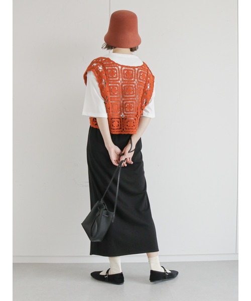 ehka sopo（エヘカソポ）の「モチーフレースベスト（ベスト・レディース・ブラック/オレンジ/キナリ/グリーン・ﾌﾘ-）」の15枚目の写真