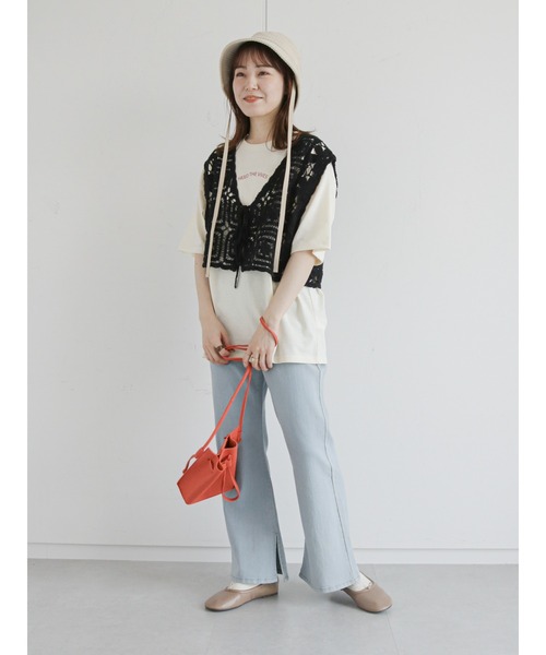 ehka sopo（エヘカソポ）の「モチーフレースベスト（ベスト・レディース・ブラック/オレンジ/キナリ/グリーン・ﾌﾘ-）」の18枚目の写真