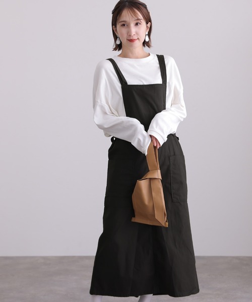 ElegChic(エレグシック)の「ツイルエプロンサロペット スカート (サロペット/オーバーオール・レディース・カーキ/ベージュ/ブラック・L/XL/3L/M/4L)」の4枚目の写真