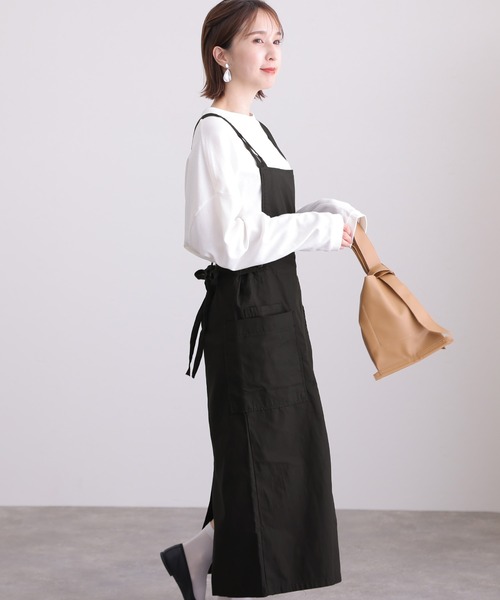 ElegChic(エレグシック)の「ツイルエプロンサロペット スカート (サロペット/オーバーオール・レディース・カーキ/ベージュ/ブラック・L/XL/3L/M/4L)」の5枚目の写真