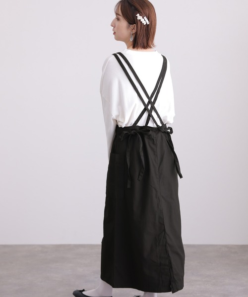 ElegChic(エレグシック)の「ツイルエプロンサロペット スカート (サロペット/オーバーオール・レディース・カーキ/ベージュ/ブラック・L/XL/3L/M/4L)」の6枚目の写真