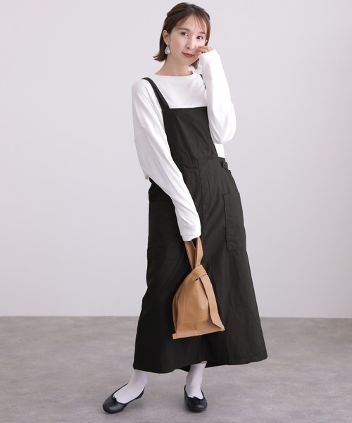 ElegChic(エレグシック)の「ツイルエプロンサロペット スカート (サロペット/オーバーオール・レディース・カーキ/ベージュ/ブラック・L/XL/3L/M/4L)」の7枚目の写真
