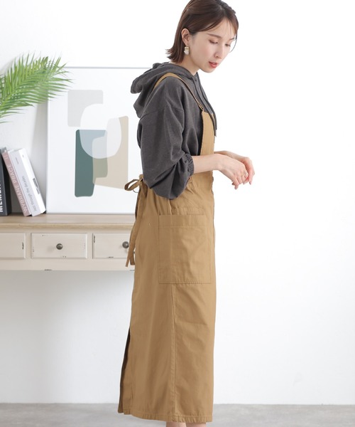 ElegChic(エレグシック)の「ツイルエプロンサロペット スカート (サロペット/オーバーオール・レディース・カーキ/ベージュ/ブラック・L/XL/3L/M/4L)」の9枚目の写真