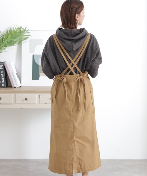 ElegChic(エレグシック)の「ツイルエプロンサロペット スカート (サロペット/オーバーオール・レディース・カーキ/ベージュ/ブラック・L/XL/3L/M/4L)」の10枚目の写真