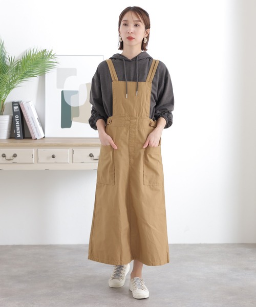 ElegChic(エレグシック)の「ツイルエプロンサロペット スカート (サロペット/オーバーオール・レディース・カーキ/ベージュ/ブラック・L/XL/3L/M/4L)」の11枚目の写真