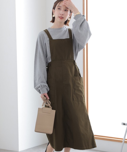 ElegChic(エレグシック)の「ツイルエプロンサロペット スカート (サロペット/オーバーオール・レディース・カーキ/ベージュ/ブラック・L/XL/3L/M/4L)」の12枚目の写真