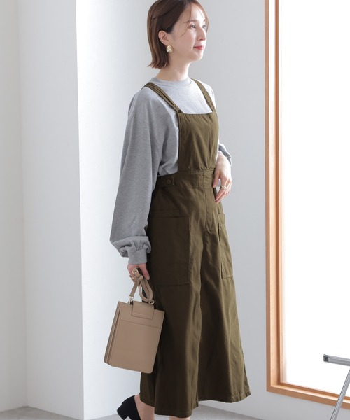 ElegChic(エレグシック)の「ツイルエプロンサロペット スカート (サロペット/オーバーオール・レディース・カーキ/ベージュ/ブラック・L/XL/3L/M/4L)」の13枚目の写真