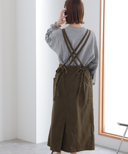 ElegChic(エレグシック)の「ツイルエプロンサロペット スカート (サロペット/オーバーオール・レディース・カーキ/ベージュ/ブラック・L/XL/3L/M/4L)」の14枚目の写真