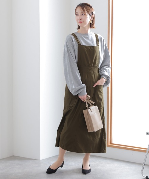 ElegChic(エレグシック)の「ツイルエプロンサロペット スカート (サロペット/オーバーオール・レディース・カーキ/ベージュ/ブラック・L/XL/3L/M/4L)」の15枚目の写真