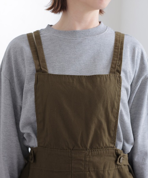 ElegChic(エレグシック)の「ツイルエプロンサロペット スカート (サロペット/オーバーオール・レディース・カーキ/ベージュ/ブラック・L/XL/3L/M/4L)」の16枚目の写真
