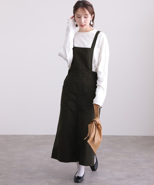 ElegChic(エレグシック)の「ツイルエプロンサロペット スカート (サロペット/オーバーオール・レディース・カーキ/ベージュ/ブラック・L/XL/3L/M/4L)」の22枚目の写真