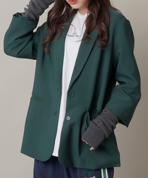 SPINNS(スピンズ)の「【セットアップ対応商品】テーラードジャケット(テーラードジャケット・レディース・ダークグリーン/ベージュ/ブラック/ブラウン/チャコール・ONESIZE)」の5枚目の写真