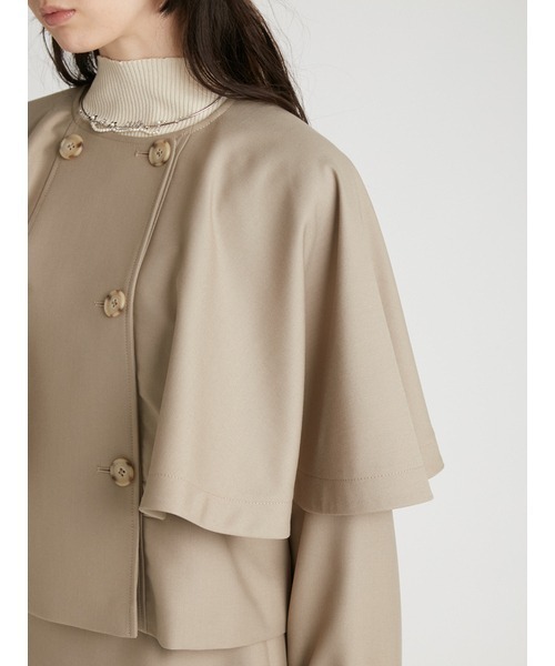 FURFUR（ファーファー）の「ショートケープ風トレンチ（トレンチコート・レディース・ベージュ/ミント/チェック・FREE）」の7枚目の写真