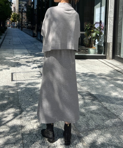 Chez toi(シェトワ)の「ケーププルオーバー×リブワンピースニットアップ(ワンピース・レディース・ブラック/グレー/アイボリー/モカ・FREE)」の11枚目の写真