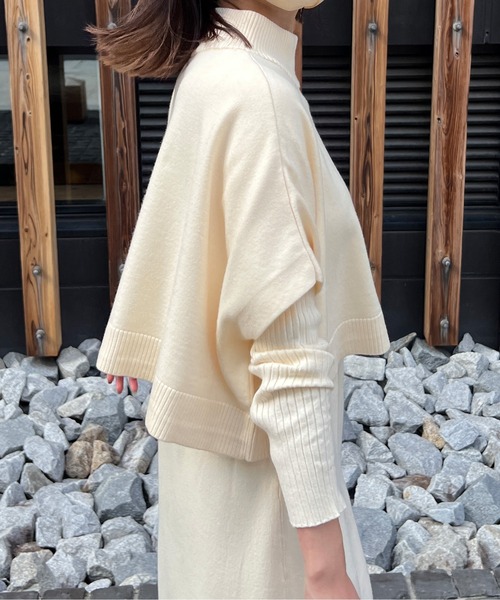 Chez toi(シェトワ)の「ケーププルオーバー×リブワンピースニットアップ(ワンピース・レディース・ブラック/グレー/アイボリー/モカ・FREE)」の12枚目の写真