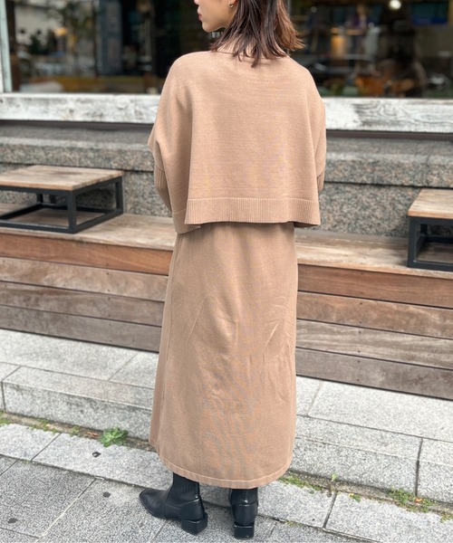 Chez toi(シェトワ)の「ケーププルオーバー×リブワンピースニットアップ(ワンピース・レディース・ブラック/グレー/アイボリー/モカ・FREE)」の22枚目の写真