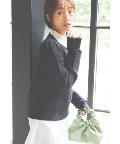 N WITH.（エヌウィズ）の「パフスリーブニット（ニット/セーター・レディース・ベージュ/レッド/ブラック・F）」の8枚目の写真