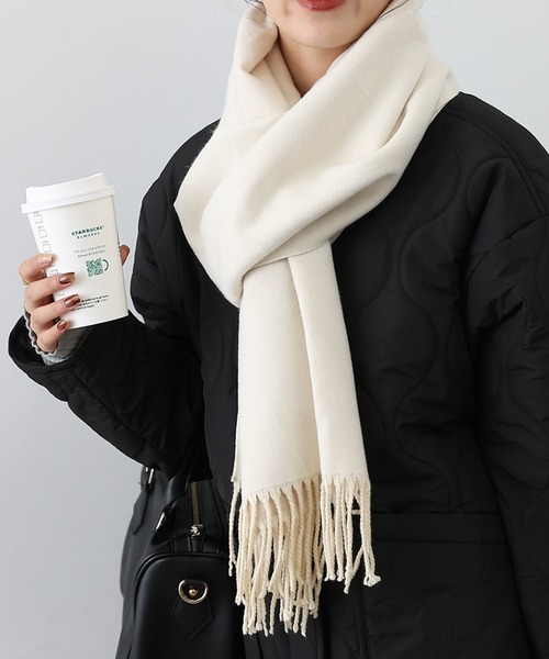 COLONY 2139（コロニートゥーワンスリーナイン）の「カシミアタッチストール（ストール/ショール・メンズ・オフホワイト/ブラック/ライトグレー/キャメル・FREE）」の13枚目の写真