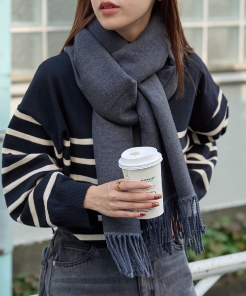 COLONY 2139（コロニートゥーワンスリーナイン）の「カシミアタッチストール（ストール/ショール・メンズ・オフホワイト/ブラック/ライトグレー/キャメル・FREE）」の20枚目の写真