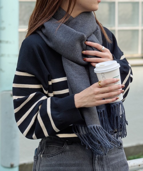 COLONY 2139（コロニートゥーワンスリーナイン）の「カシミアタッチストール（ストール/ショール・メンズ・オフホワイト/ブラック/ライトグレー/キャメル・FREE）」の21枚目の写真