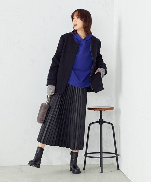 COMME CA ISM(コムサイズム)の「フェイクレザー プリーツスカート(スカート・レディース・ブラック/ベージュ/レンガ・MEDIUM/LARGE/SMALL)」の7枚目の写真