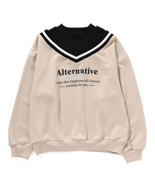 algy（アルジー）の「ラインリブドッキングトレーナー（スウェット・キッズ・ピンク/ベージュ/ミント・XXX-SMALL/XX-SMALL/SMALL/MEDIUM/X-SMALL）」の2枚目の写真