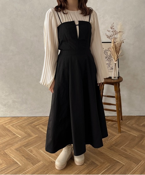 apres jour clair(アプレジュールクレア)の「【apres jour clair】キャミワンピ―ス【ZOZOTOWN限定アイテム】(ワンピース・レディース・ダークブラウン/グレイッシュベージュ/ブラック・フリー/X-LARGE)」の4枚目の写真