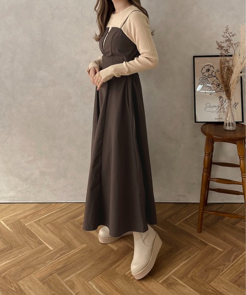 apres jour clair(アプレジュールクレア)の「【apres jour clair】キャミワンピ―ス【ZOZOTOWN限定アイテム】(ワンピース・レディース・ダークブラウン/グレイッシュベージュ/ブラック・フリー/X-LARGE)」の12枚目の写真