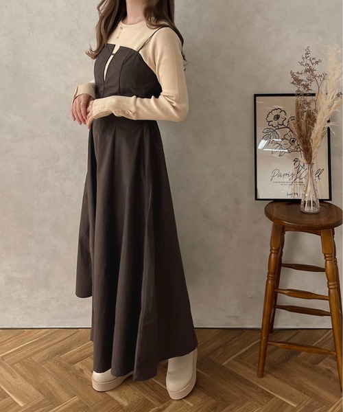 apres jour clair(アプレジュールクレア)の「【apres jour clair】キャミワンピ―ス【ZOZOTOWN限定アイテム】(ワンピース・レディース・ダークブラウン/グレイッシュベージュ/ブラック・フリー/X-LARGE)」の13枚目の写真