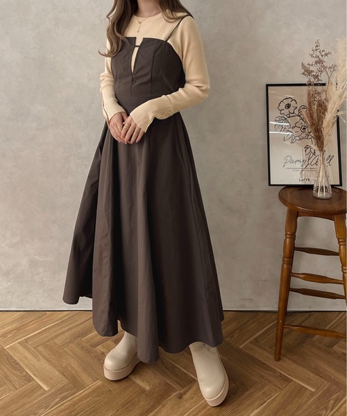 apres jour clair(アプレジュールクレア)の「【apres jour clair】キャミワンピ―ス【ZOZOTOWN限定アイテム】(ワンピース・レディース・ダークブラウン/グレイッシュベージュ/ブラック・フリー/X-LARGE)」の14枚目の写真