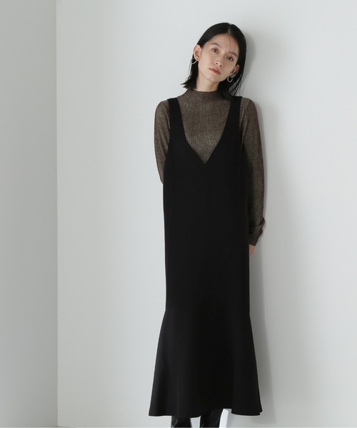 NATURAL BEAUTY BASIC（ナチュラルビューティーベーシック）の「マーメイドジャンスカ（ジャンパースカート・レディース・ブラック/ダークグリーン/ブラウン・SMALL/MEDIUM）」の4枚目の写真