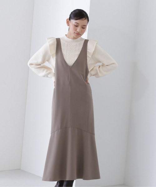 NATURAL BEAUTY BASIC（ナチュラルビューティーベーシック）の「マーメイドジャンスカ（ジャンパースカート・レディース・ブラック/ダークグリーン/ブラウン・SMALL/MEDIUM）」の17枚目の写真