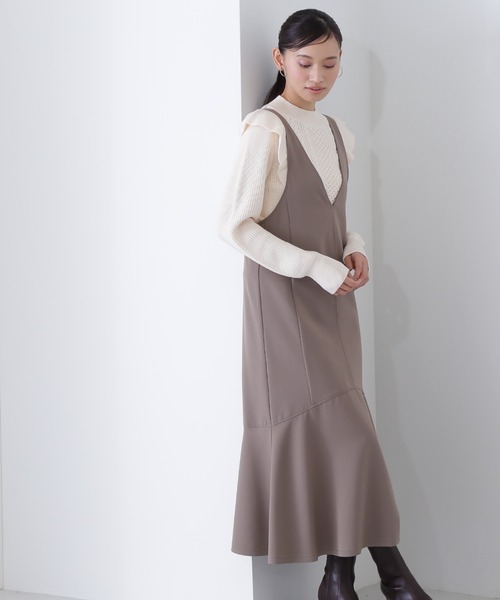 NATURAL BEAUTY BASIC（ナチュラルビューティーベーシック）の「マーメイドジャンスカ（ジャンパースカート・レディース・ブラック/ダークグリーン/ブラウン・SMALL/MEDIUM）」の19枚目の写真