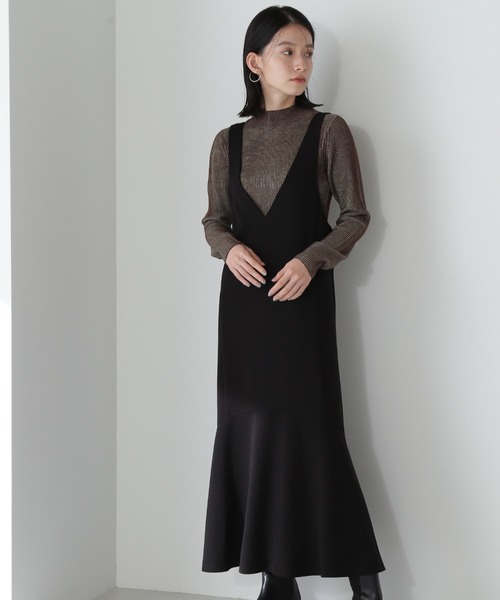 NATURAL BEAUTY BASIC（ナチュラルビューティーベーシック）の「マーメイドジャンスカ（ジャンパースカート・レディース・ブラック/ダークグリーン/ブラウン・SMALL/MEDIUM）」の5枚目の写真