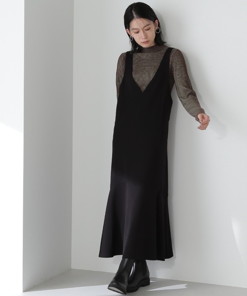 NATURAL BEAUTY BASIC（ナチュラルビューティーベーシック）の「マーメイドジャンスカ（ジャンパースカート・レディース・ブラック/ダークグリーン/ブラウン・SMALL/MEDIUM）」の6枚目の写真