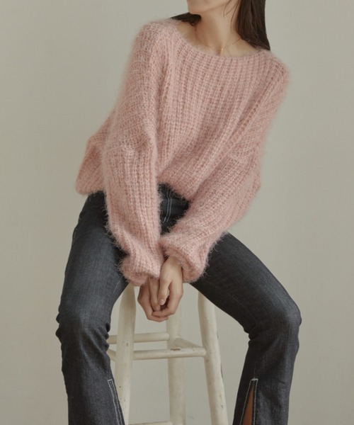 ACYM（アシーム）の「Volume sleeve shaggy ニット（ニット/セーター・レディース・ピンク/ベージュ・FREE）」の18枚目の写真
