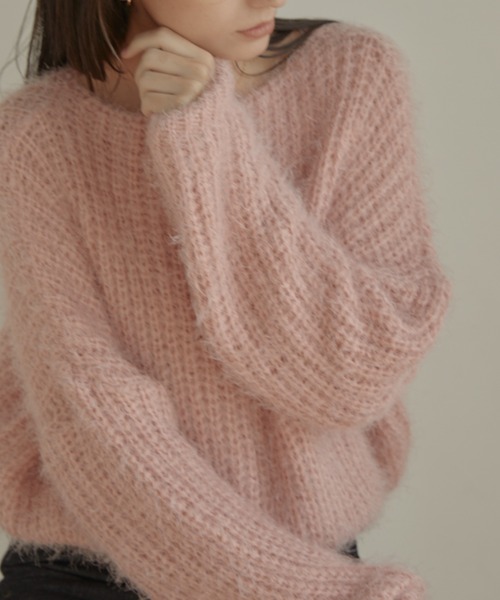 ACYM（アシーム）の「Volume sleeve shaggy ニット（ニット/セーター・レディース・ピンク/ベージュ・FREE）」の16枚目の写真