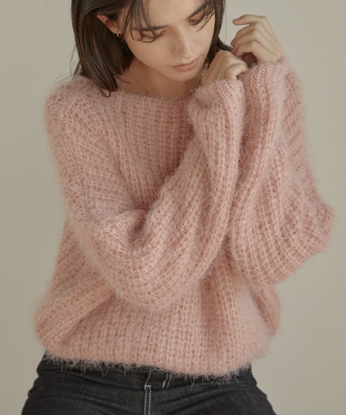 ACYM（アシーム）の「Volume sleeve shaggy ニット（ニット/セーター・レディース・ピンク/ベージュ・FREE）」の14枚目の写真