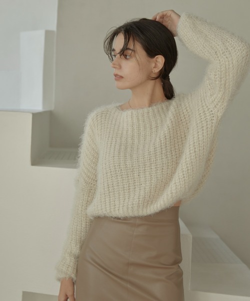 ACYM（アシーム）の「Volume sleeve shaggy ニット（ニット/セーター・レディース・ピンク/ベージュ・FREE）」の9枚目の写真