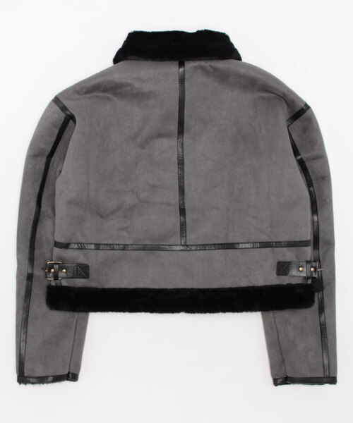 aimoha（アイモハ）の「ダブルカラー　ムートンジャケット（ムートンコート・レディース・オフホワイト/グリーン/グレー/ベージュ・LARGE/MEDIUM）」の6枚目の写真