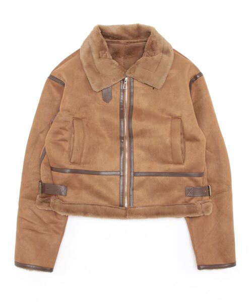 aimoha（アイモハ）の「ダブルカラー　ムートンジャケット（ムートンコート・レディース・オフホワイト/グリーン/グレー/ベージュ・LARGE/MEDIUM）」の9枚目の写真