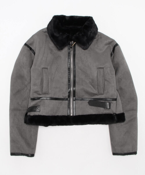 aimoha（アイモハ）の「ダブルカラー　ムートンジャケット（ムートンコート・レディース・オフホワイト/グリーン/グレー/ベージュ・LARGE/MEDIUM）」の8枚目の写真