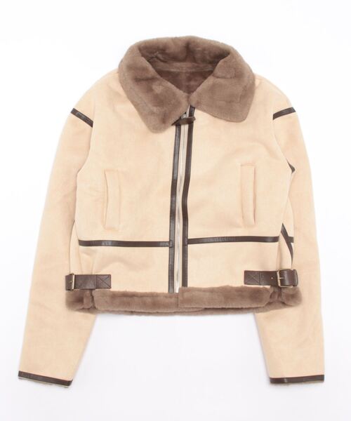 aimoha（アイモハ）の「ダブルカラー　ムートンジャケット（ムートンコート・レディース・オフホワイト/グリーン/グレー/ベージュ・LARGE/MEDIUM）」の7枚目の写真