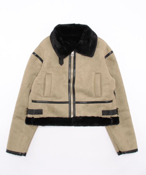 aimoha（アイモハ）の「ダブルカラー　ムートンジャケット（ムートンコート・レディース・オフホワイト/グリーン/グレー/ベージュ・LARGE/MEDIUM）」の11枚目の写真